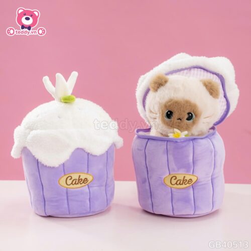 Gấu Bông Bánh Kem 2in1 Mèo Xiêm