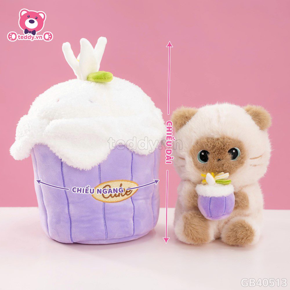 Gấu Bông Bánh Kem 2in1 Mèo Xiêm