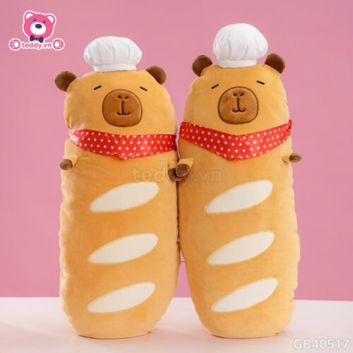 Gấu Bông Capybara Bánh Mì Pháp Quàng Khăn Đỏ