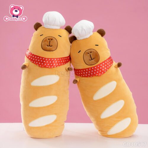 Gấu Bông Capybara Bánh Mì Pháp Quàng Khăn Đỏ