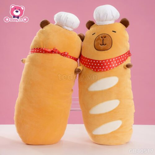Gấu Bông Capybara Bánh Mì Pháp Quàng Khăn Đỏ