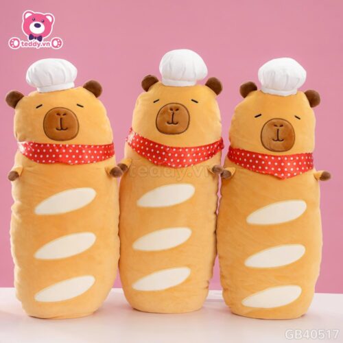 Gấu Bông Capybara Bánh Mì Pháp Quàng Khăn Đỏ