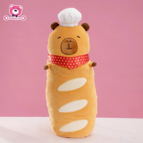 Gấu Bông Capybara Bánh Mì Pháp Quàng Khăn Đỏ
