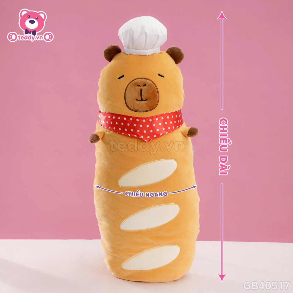 Gấu Bông Capybara Bánh Mì Pháp Quàng Khăn Đỏ