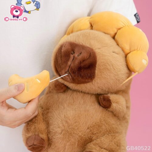 Gấu Bông Capybara Đội Bánh Sừng Bò