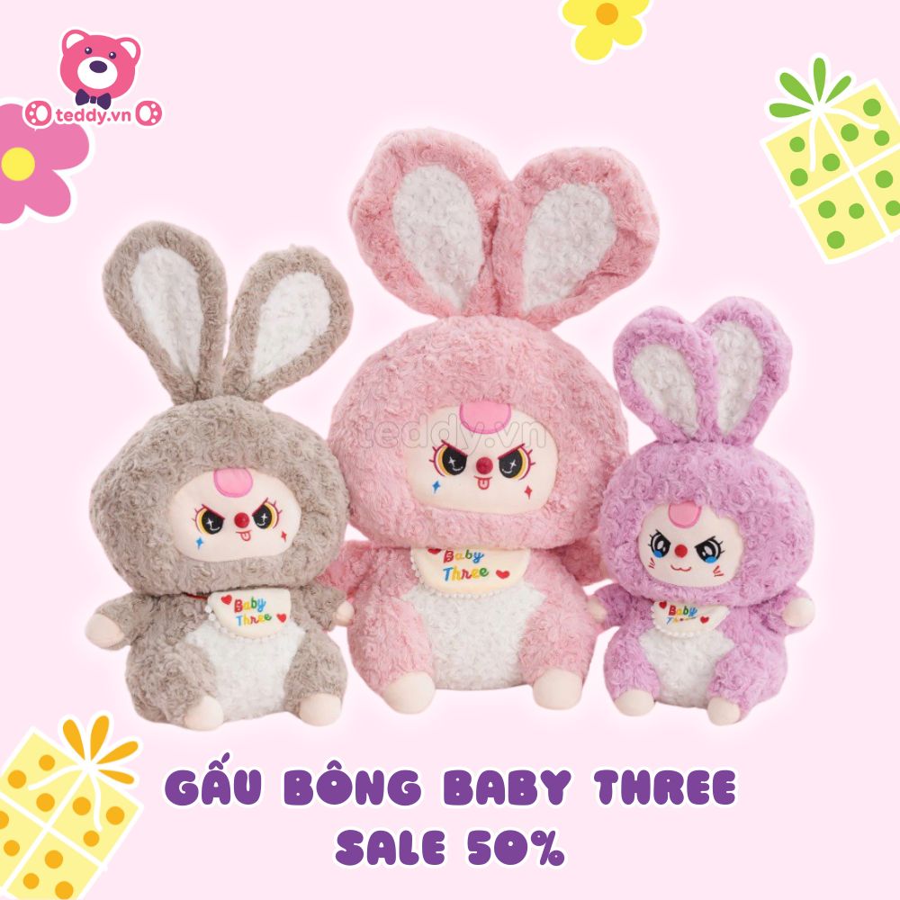 Săn Gấu Bông Baby Three Đón Hè: Sale Nửa Giá, Tiết Kiệm Ngay 500K