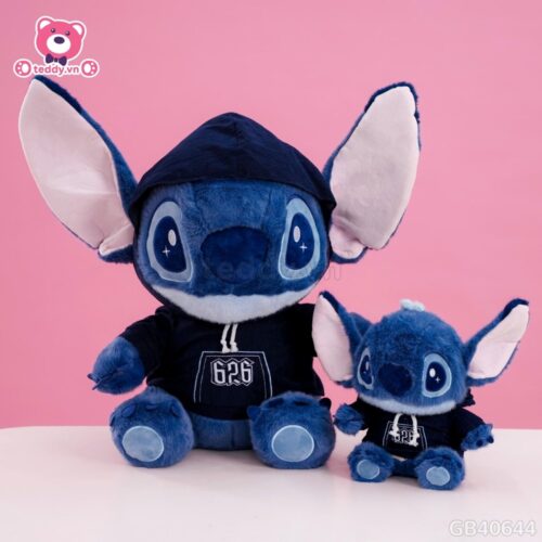 Gấu Bông Stitch Mặc Áo Nỉ Xanh Đậm