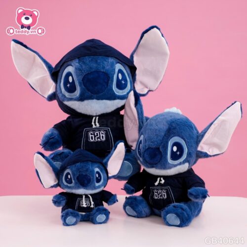 Gấu Bông Stitch Mặc Áo Nỉ Xanh Đậm